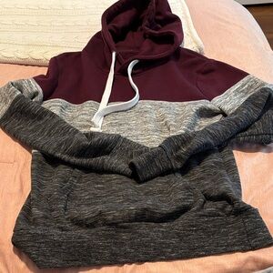 Men's Burgundy and Gray Colorblock Sweater